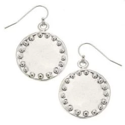 Susan Shaw Jewelry Susan Shaw Small Handcast Silver Circle With Dots Earrings