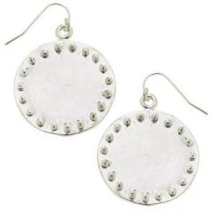 Susan Shaw Jewelry Susan Shaw Large Handcast Silver Circle With Dots Earrings