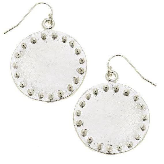 Susan Shaw Jewelry Susan Shaw Large Handcast Silver Circle With Dots Earrings