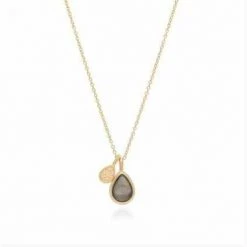 Anna Beck Jewelry Anna Beck Reversible Smooth Pyrite Double Drop Pendant Necklace - Gold