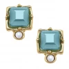 Susan Shaw Jewelry Handcast Gold, Genuine Freshwater Pearl & Teal Crystal CLIP Earrings