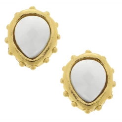 Susan Shaw Jewelry Susan Shaw Handcast Gold White Stud Earrings