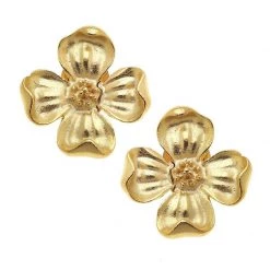 Susan Shaw Jewelry Susan Shaw Handcast Gold Flower Earrings