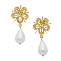 Susan Shaw Jewelry Susan Shaw Amelia Open Flower Cotton Pearl Drop