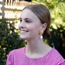 Susan Shaw Jewelry Susan Shaw Amelia Open Flower Cotton Pearl Drop