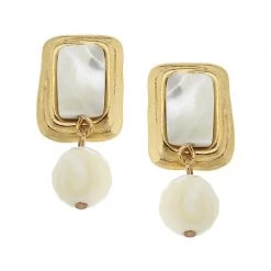 Susan Shaw Jewelry Rectangle Stone Drop Earrings