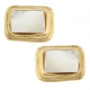 Susan Shaw Jewelry Handcast Gold Rectangle And Mother Of Pearl CLIP Earrings