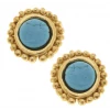 Susan Shaw Jewelry Susan Shaw Handcast Gold & Genuine Turquoise Clip Earrings