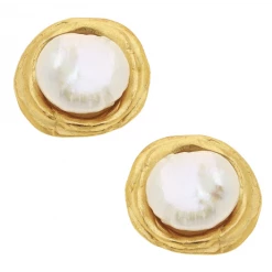 Susan Shaw Jewelry Susan Shaw Handcast Gold With White Coin Pearl Earrings