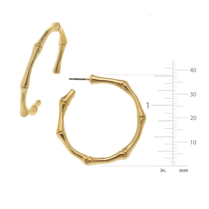 Susan Shaw Jewelry Susan Shaw Handcast Gold Bamboo Hoop Earrings