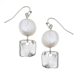 Susan Shaw Jewelry Handcast Silver With Freshwater Pearl Earring