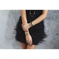 Anna Beck Jewelry Anna Beck Black Onyx Pave Smooth Skinny Cuff - Gold