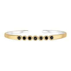 Anna Beck Jewelry Anna Beck Black Onyx Pave Smooth Skinny Cuff - Gold