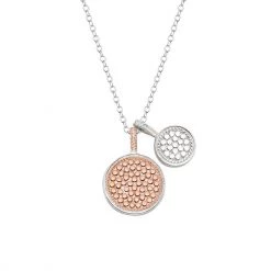 Anna Beck Jewelry Anna Beck Double Disc Charm Necklace 16-18" Double Sided - Rose Gold And Silver