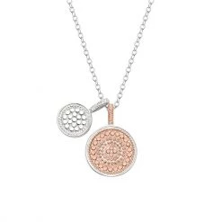 Anna Beck Jewelry Anna Beck Double Disc Charm Necklace 16-18" Double Sided - Rose Gold And Silver