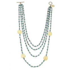 Susan Shaw Jewelry Susan Shaw Multi Strand Linked Turquoise With Gold Circles 16in Necklace