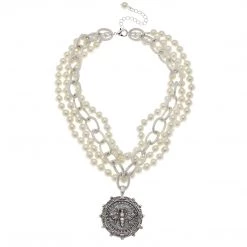 Susan Shaw Jewelry Susan Shaw Large Bee Pendant On Multi Strand Ivory Glass Pearl 16in Necklace