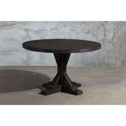 Organic Restoration Reclaimed Elm Round Dining Table - Rail Base