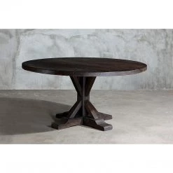 Organic Restoration Reclaimed Elm Round Dining Table - Rail Base