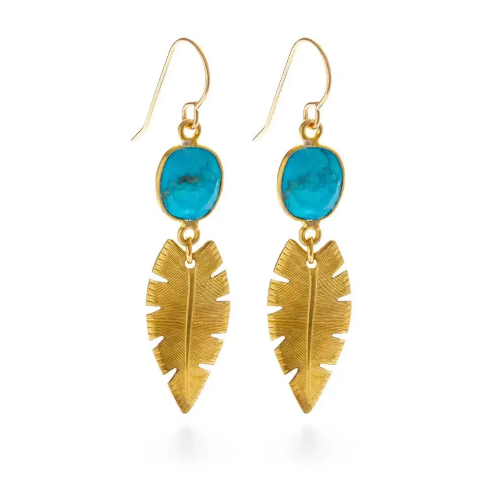 Amano Studio Palm Leaves Turquoise Earring Jewelry