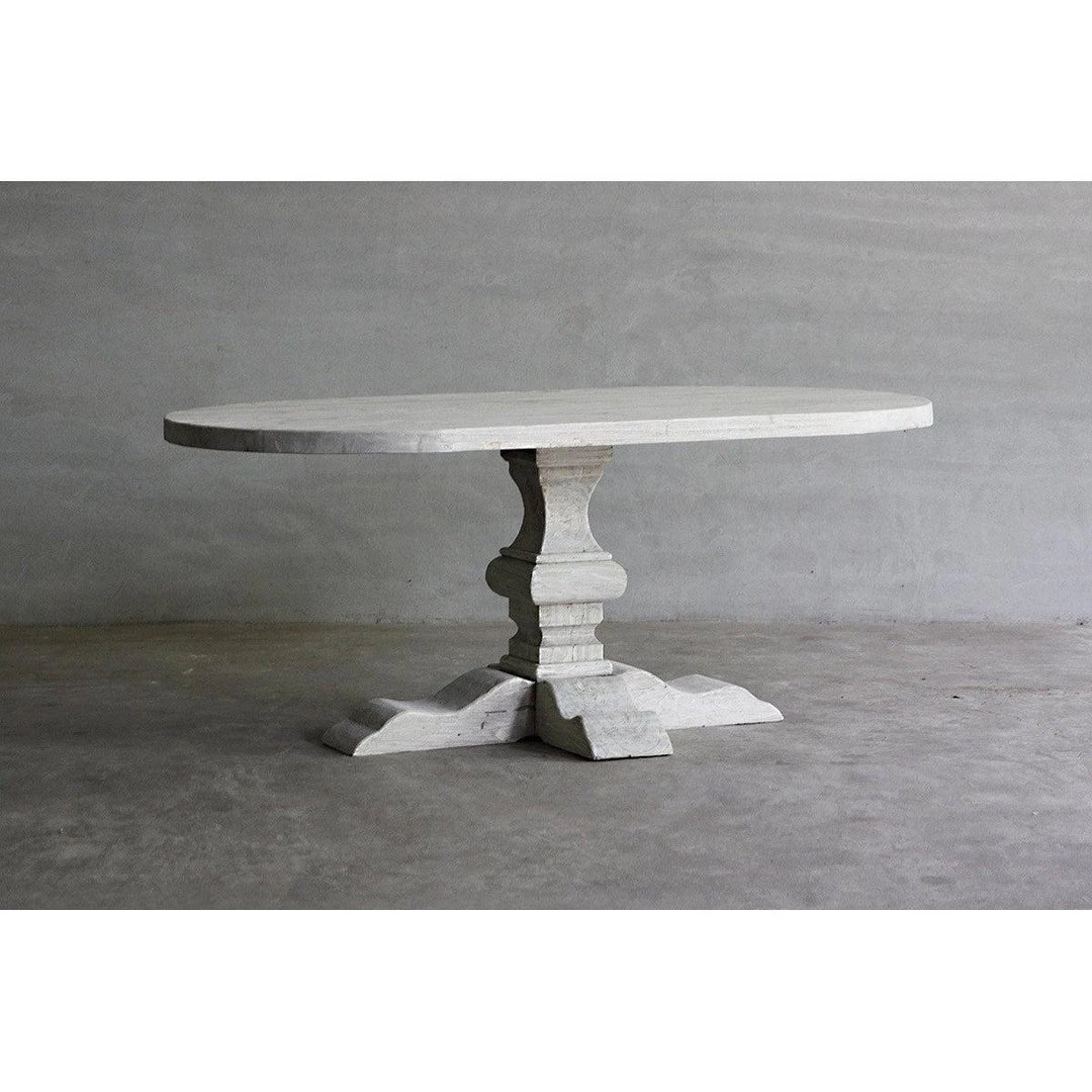 Organic Restoration Reclaimed Elm Oval Dining Table - Pedestal Leg