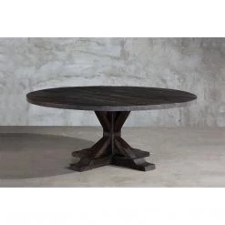 Organic Restoration Reclaimed Elm Round Dining Table - Rail Base
