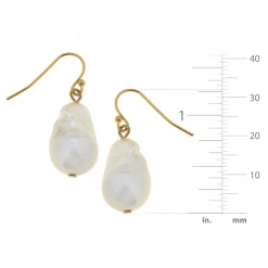 Susan Shaw Jewelry Susan Shaw Handcast Gold With Large Genuine Baroque Freshwater Pearl Earrings