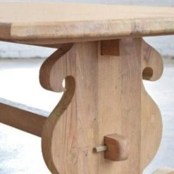 Organic Restoration Baroque Style Table In Reclaimed Teak - Natural