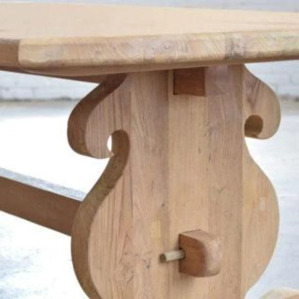 Organic Restoration Baroque Style Table In Reclaimed Teak - Natural
