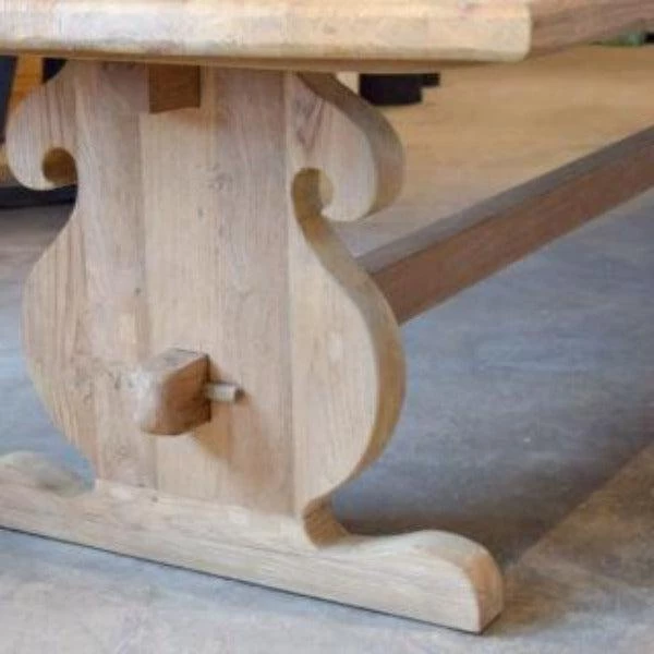 Organic Restoration Baroque Style Table In Reclaimed Teak - Natural