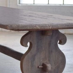 Organic Restoration Baroque Style Table In Reclaimed Teak - Antiqued