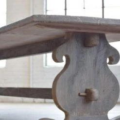 Organic Restoration Baroque Style Table In Reclaimed Teak - Antiqued
