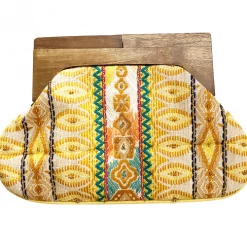 Chloe And Lex Beaded Clutch With Wooden Handle