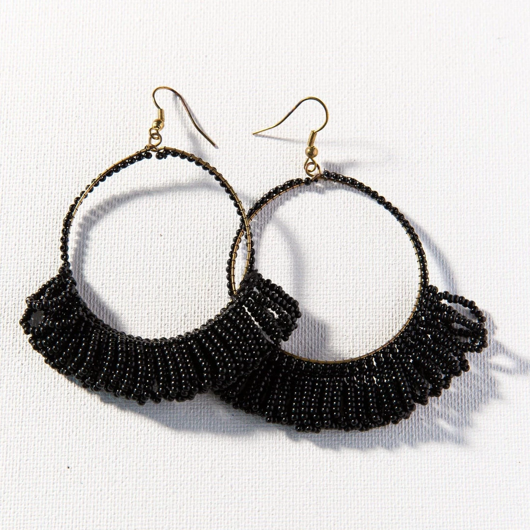 Ink + Alloy Jewelry Fringe Hoop Seed Bead Earrings - 3.5