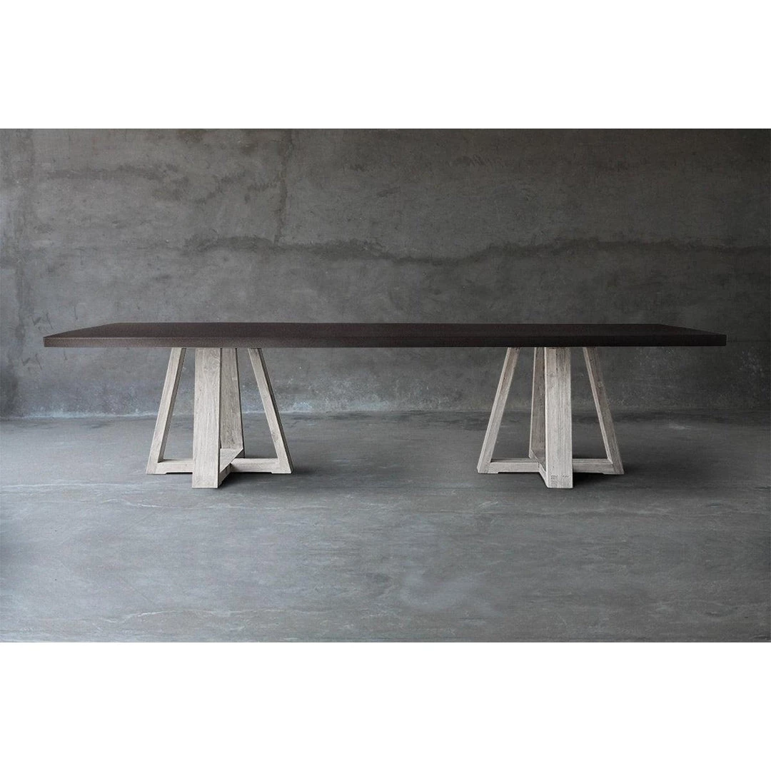 Organic Restoration Concrete Top Dining Table - Double X Base