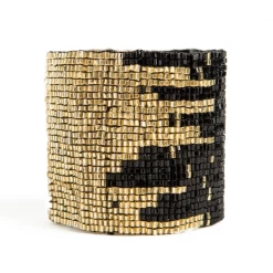 Ink + Alloy Black & Gold Stretch Bracelet 2"