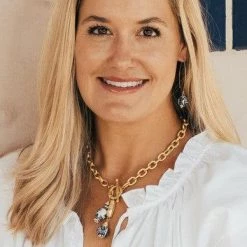 Susan Shaw Jewelry Susan Shaw Gold Threader Earrings W/ Porcelain Ball Drop