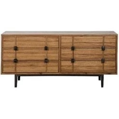 Noir Furniture Buffets Noir Bourgeois Sideboard W/ Metal Base, Dark Walnut