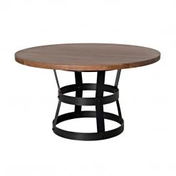 CFC Furniture Basket Dining Table (54"), Walnut With Steel Base