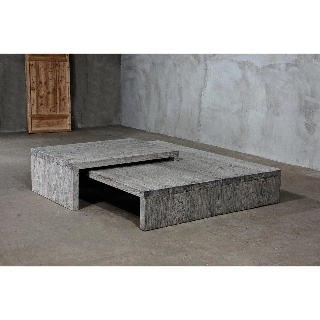 Organic Restoration Reclaimed Elm Tiered Dovetail Coffee Table