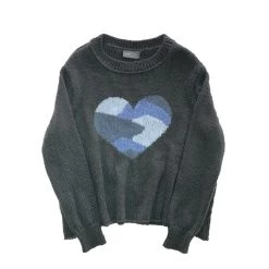 Wooden Ships Camo Heart Crew Chunky