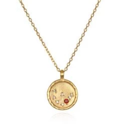 Satya Jewelry White Topaz Gold Zodiac Constellation Necklace 18