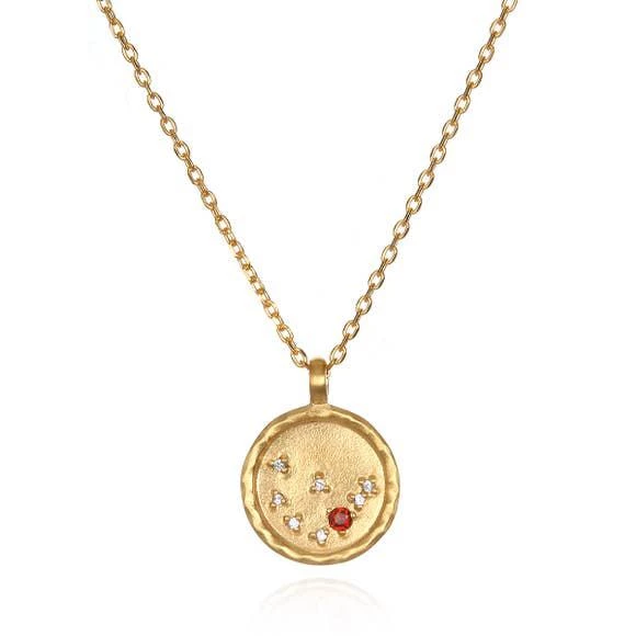 Satya Jewelry White Topaz Gold Zodiac Constellation Necklace 18"