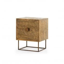 Bungalow 5 - Cubic 2-Drawer Side Table, Antique Brass
