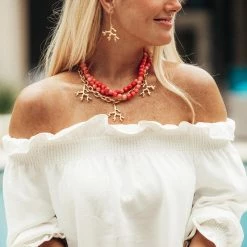 Susan Shaw Jewelry Coral Drop Earrings