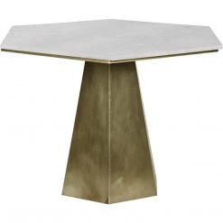 Noir Furniture Demetria Table, Metal And Quartz