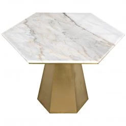 Noir Furniture Demetria Table, Metal And Quartz