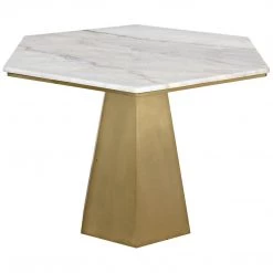 Noir Furniture Demetria Table, Metal And Quartz