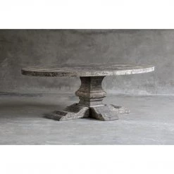 Organic Restoration Reclaimed Elm Elliptical Oval Dining Table - Pedestal Leg