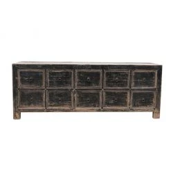 Organic Restoration Black And Worn Pine Cabinet